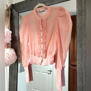 Beautiful peach ZARA button down shirt